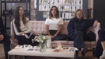 Victoria Beckham Fitted Shrunken Logo T-Shirt In White worn by Victoria Beckham as seen in Victoria Beckham (S01E02)