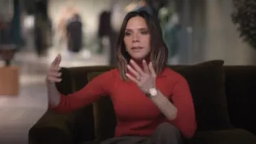 Victoria Beckham Layered Mock Neck Sweater worn by Victoria Beckham as seen in Victoria Beckham (S01E02)