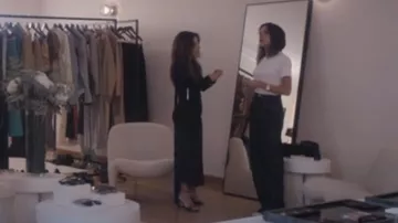 Victoria Beckham Slash-Neck Ruched Midi Dress In Black Regular worn by Victoria Beckham as seen in Victoria Beckham (S01E02)