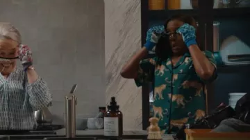 Katie Kime Cheetahs Pants Set worn by Olympia Lawrence (Skye P. Marshall) as seen in Matlock (S02E01)