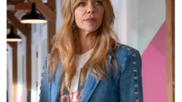 High Potential S02 Kaitlin Olson Denim Studded Blazer of Morgan Gillory (Kaitlin Olson) in High Potential (S02E03)
