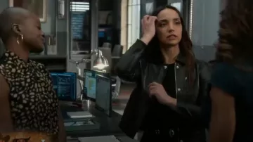 Club Monaco Cropped Leather Jacket worn by Wayne Pascal (Alisha-Marie Ahamed) as seen in Alert: Missing Persons Unit (S03E01)