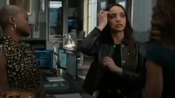 Club Monaco Cropped Leather Jacket worn by Wayne Pascal (Alisha-Marie Ahamed) as seen in Alert: Missing Persons Unit (S03E01)