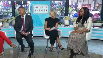 Oscar de la Renta Asymmetric Guipure Lace-trimmed Prince Of Wales Checked Dress worn by Shonda Rhimes as seen in Today on October 13, 2025