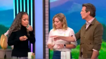 Ralph Lauren Suede Cardigan worn by Adam Glassman as seen in The View on October 13, 2025