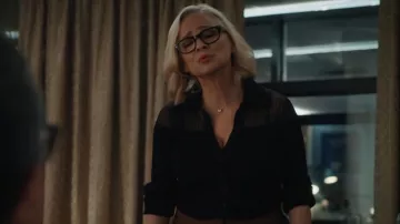 Pinko Ribbed Long Sleeved Polo Shirt worn by Amy Sedaris as seen in Elsbeth (S03E01)