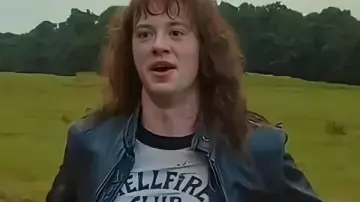 Stranger Things Eddie Munson Leather Jacket worn by Joseph Quinn as seen in Stranger Things