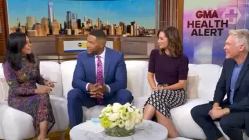 Untitled in Motion Alonia Mesh Mock Neck Dress worn by Tara Narula as seen in Good Morning America on October 10, 2025