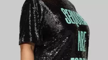 Sequins Are Forever Black T-Shirt Dress worn by Taylor Swift in Sequins are forever, and now I know the life of a showgirl ❤️‍????