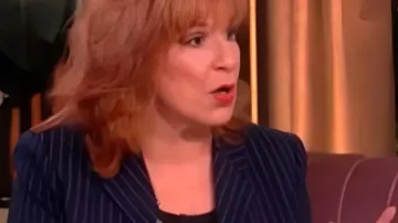 Joy Behar The View 2025 Blue Pinstripe Blazer worn by Joy Behar as seen in The View