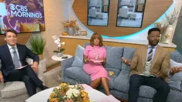 Robe Staud Lilou portée par Gayle King telle qu’elle est vue dans CBS Mornings le 10 octobre 2025