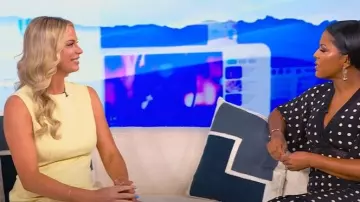 Cider Round Neckline Cutout Back Mini Dress worn by Mayci Neeley as seen in Tamron Hall Show on October 10, 2025