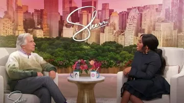 Avec Les Filles Long Sleeve Denim Minidress worn by Sherri Shepherd as seen in Sherri on October 10, 2025