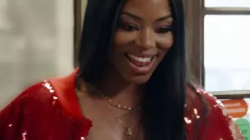 TRHOP S10 Keiarna Stewart Chaqueta de lentejuelas rojas usada por (Keiarna Stewart) en The Real Housewives of Potomac