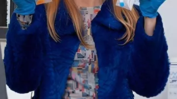 Blue Fur Jacket worn by Morgan Gillory (Kaitlin Olson) in High Potential