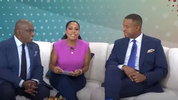 Banana Republic Franci Cashmere Padded-Shoulder Top worn by Sheinelle Jones as seen in Today on October 14, 2025