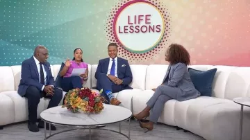 White House Black Market Embellished Elle Slim Ankle Pant worn by Valorie Burton as seen in Today on October 14, 2025