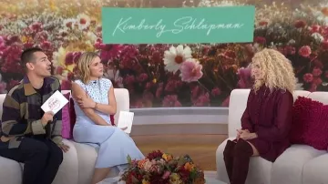 LoveShackFancy Fleetta Skirt worn by Kimberly Schlapman as seen in Today with Jenna & Friends on October 14, 2025