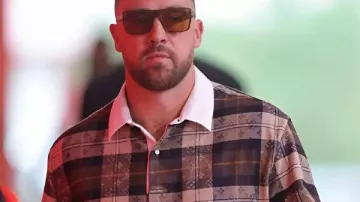 Travis Kelce Monogram Flannel Long Sleeves Polo Shirt