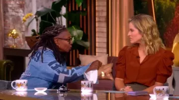 Frame Gillian Silk Button-Up Shirt worn by Sara Haines as seen in The View on October 14, 2025