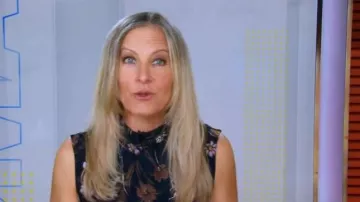 Derek Lam 10 Crosby Floral Sleeveless Blouse worn by Becky Worley as seen in Good Morning America on October 14, 2025