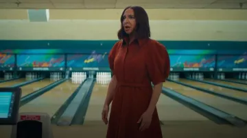 Gabriela Hearst Billy Dress in Red Clay Double-Face Wool Crepe worn by Molly Novak (Maya Rudolph) as seen in Loot(S03E02)