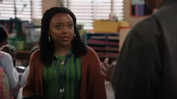 Misook Striped Rib Knit Belted Midi Dress worn by Janine Teagues (Quinta Brunson) as seen in Abbott Elementary (S05E02)