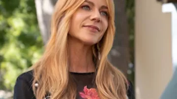 Kaitlin Olson High Potential S02 Mesh Bomber Jacket worn by Morgan Gillory (Kaitlin Olson) as seen in High Potential (S02E03)