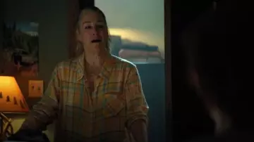 Candace Cameron Bure Yellow Plaid Shirt worn by Maggie Murdaugh (Patricia Arquette) as seen in Murdaugh: Death in the Family (S01E02)