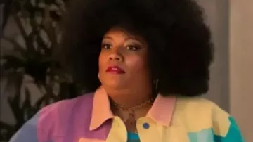 X Mayo Loot S3 Color Block Denim Jacket worn by Destiny (X Mayo) in Loot