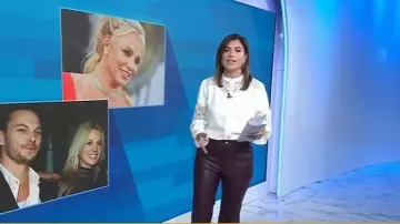 Ann Taylor The Faux Leather Flare Pant worn by Chloe Melas as seen in Today on October 15, 2025