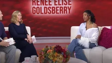 Chemise boutonnée à manches longues Hellessy Gemini portée par Renée Elise Goldsberry comme on le voit dans Today with Jenna & Friends le 15 octobre 2025