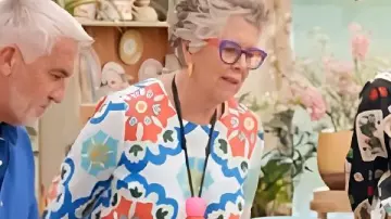 Great British Bake Off S16 Prue Leith Geo Print Blouse