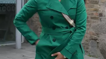 Green Trench Coat of Gethsemane Brown (Tamera Mowry) in Haunted Harmony Mysteries: Buried at C