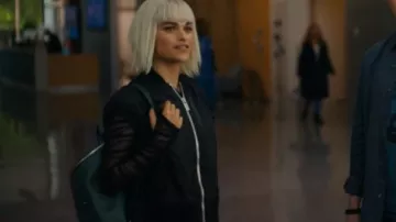 Helmut Lang Spaced Sheer Top worn by Dr. Ingrid Derian (Eve Harlow) as seen in Watson (S02E01)