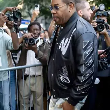 Black Leather Jacket worn by (Busta Rhymes) in the Off-White Fashion Show