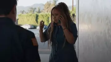 Co Denim Half Placket Dress worn by Karen Wilson (Tracie Thoms) as seen in 9-1-1 (S09E02)