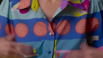 Multi-Color Abstract Print Dress worn by Carrie Preston in Tv We Love Tv Series Review | Scott Baio, Don Most, Fred Grandy