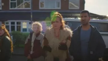 Superdry Patchwork Coat worn by Mary "Sugar" Jones (Joanna Higson) as seen in Brassic (S07E04)