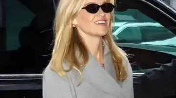 CBS Mornings Grey Blazer worn by Reese Witherspoon in Reese Witherspoon and Harlan Coben team up for new novel, "Gone Before Goodbye"