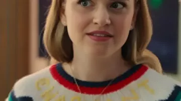 Stephanie Styles Loot S03 Fair Isle Sweater worn by Ainsley (Stephanie Styles) as seen in Loot