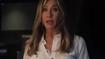 The Morning Show S4 Jennifer Aniston White Top worn by Alex Levy (Jennifer Aniston) as seen in The Morning Show (S04E04)