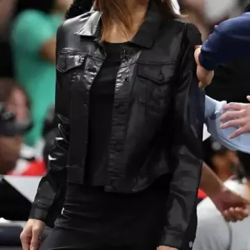 Black Leather Jacket worn by (Stephanie White) in Indiana Fever v Atlanta Dream