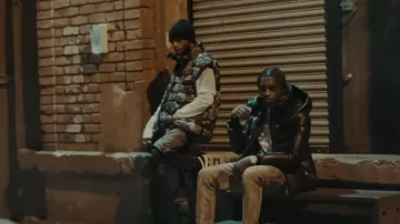 Celine Black Ribbed Small Logo Beanie worn by 6lack in Lil Tjay - Calling My Phone (feat. 6LACK) [Official Video]