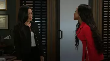 Mango Wintour Tweed Jacket worn by  Caroline Lee(Ellie Wang) as seen in Beyond the Gates (S01E140)