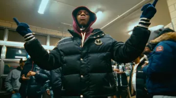 Moncler x Palm Angels Black Satin Wharram Jacket porté par A Boogie wit da Hoodie in A Boogie Wit da Hoodie - Water / Money Conversations [Official Music Video]