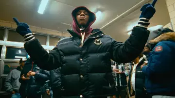 Moncler x Palm Angels Black Satin Wharram Jacket porté par A Boogie wit da Hoodie in A Boogie Wit da Hoodie - Water / Money Conversations [Official Music Video]