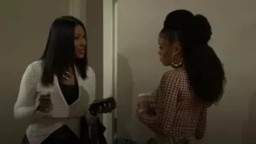 Guess Shayna Drape Leather Jacket worn by Dana "Leslie" Thomas (Trisha Mann) as seen in Beyond the Gates (S01E144)