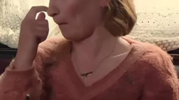 Brassic S7 Joanna Higson Two-Tone V-Neck Sweater worn by Mary "Sugar" Jones (Joanna Higson) in Brassic