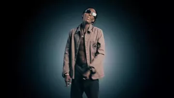 Chrome Hearts Navy & White Pinstripe Overshirt worn by Wiz Khalifa in Wiz Khalifa - Millions feat. A Boogie Wit Da Hoodie [Official Music Video]